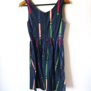 MODCLOTH Dress Scoop Neck Sleeveless Size XS Dress Pockets Art Wear Nav…